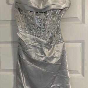Strapless Silver Sequin Dress